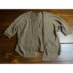 Apt. 9 Sweater, Women's Size Medium, Gold, Sequin, Open Cardigan